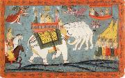 unknow artist Celestial Procession with Indra Riding His Elephant oil painting on canvas